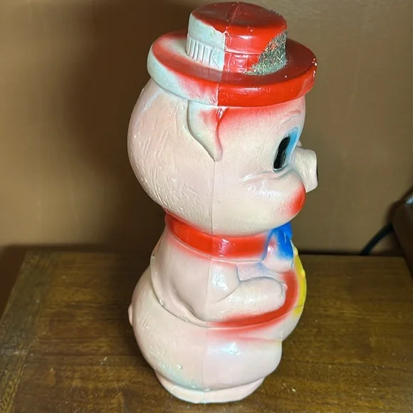 Vintage Chalkware Ceramic Carnival Prize Large Piggy Bank - Picture 5 of 6